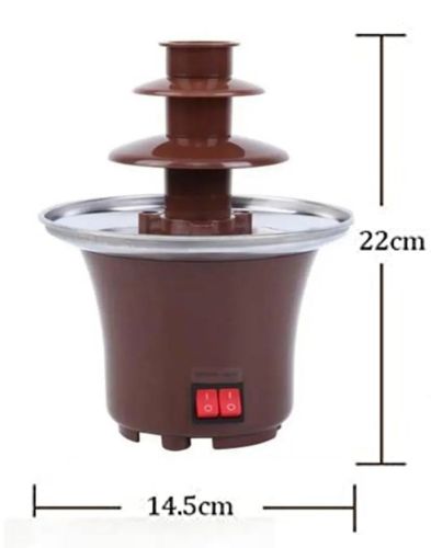 Шоколадний фонтан Фондю Mini Chocolate Fondue Fountain LY-280 на 2 яруси 60W, Фондюшниця міні фонтан для шоколаду з харчової нержавійки, Коричневий