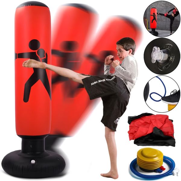 Надувна боксерська груша неваляшка Punching Bag Sportflix MA591 160 см підлоговий мішок для боксу на підставці з насосом для дітей і дорослих