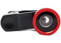 Лінза з прищіпкою для зйомки Fish Eye Lens Y-12 3 в 1 набір об'єктивів для фото і відео на телефон, панорамний риб'яче око макрозйомка Y12 Червоний