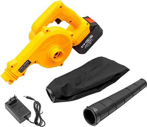 Акумуляторна повітродувка DeWalt DCV100 21V 2Ah для прибирання листя, Бездротовий садовий пилосос дуйка Blower Деволт 600W з мішком для пилу