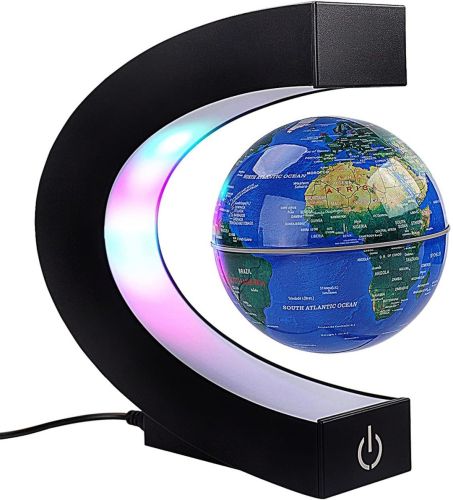 Ночник левитирующий глобус Magnetic Levitation Globe магнитный летающий ночник Карта мира, светодиодная LED лампа с RGB подсветкой от сети 220В