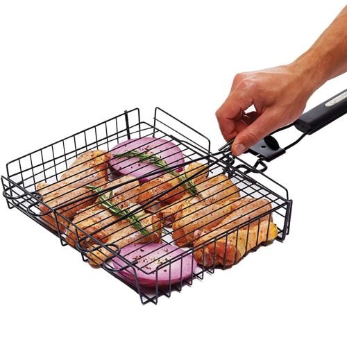Універсальна Решітка гриль для мангала Broil King MAG-770 32x22 см зі знімною ручкою, кошик сітка для барбекю з нержавіючої сталі срібляста