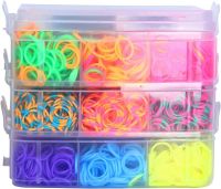Набір гумок для плетіння браслетів Band Accessory Case NR - 1 комплект 3 яруси з гачком і тримачем для рукоділля 1500 штук в кейсі від 3-х років
