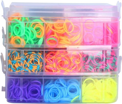 Набір гумок для плетіння браслетів Band Accessory Case NR - 1 комплект 3 яруси з гачком і тримачем для рукоділля 1500 штук в кейсі від 3-х років