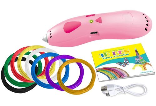 Акумуляторна ручка з трафаретами 3D Painting Pen K9901 500 mAh бездротова низькотемпературна 3Д ручка для об'ємного малювання моделей пластиком
