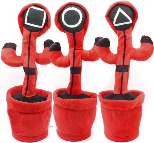 Розмовляючий танцюючий кактус гра в кальмара Dancing Squid Toy з підсвічуванням 32 см інтерактивна співоча дитяча іграшка повторюшка на акумуляторі