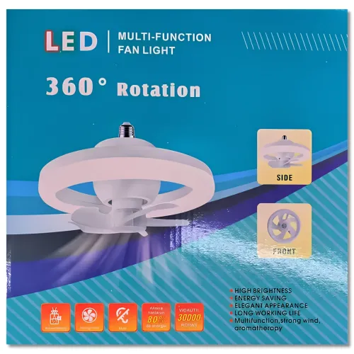 Електричний стельовий вентилятор із LED-лампою Fan Light CHP-008 2835 2-в-1 у патроні E27 з пультом дистанційного керування, RGB-люстра з вентилятором