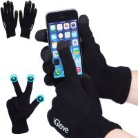 Перчатки для сенсорных экранов iGloves Black, Зимние перчатки с сенсорными пальцами для работы с емкостными экранами, Черные