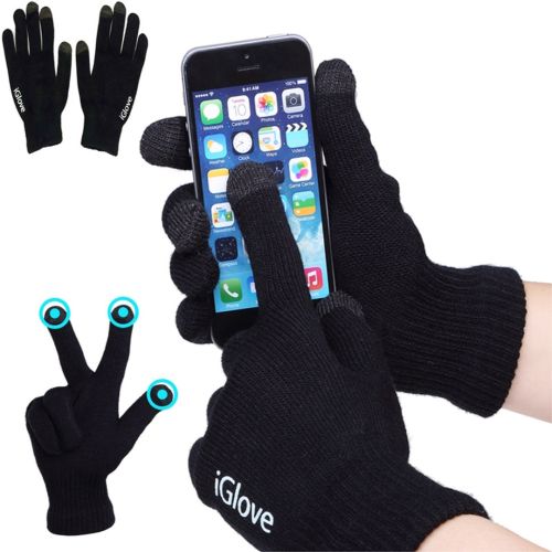 Перчатки для сенсорных экранов iGloves Black, Зимние перчатки с сенсорными пальцами для работы с емкостными экранами, Черные