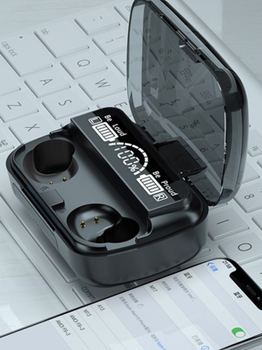 Бездротові Bluetooth навушники Newest M10 з led дисплеєм і індикатором заряду Black чорні сенсорні з екраном TWS М10 C powerbank Earbuds