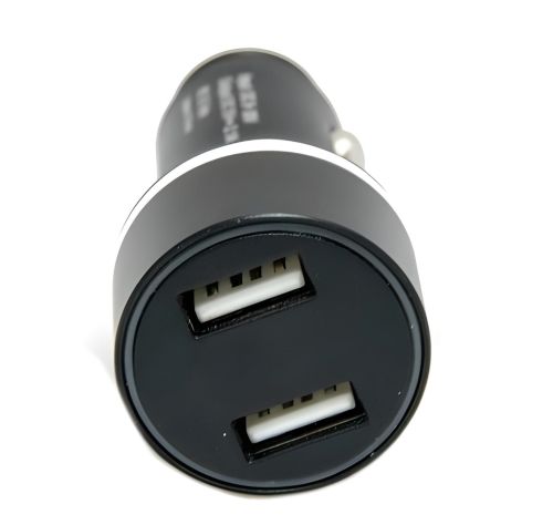 Автомобільний зарядний пристрій з вольтметром Car Charger HZ HC7 3.1 A, Адаптер для зарядки 2xUSB в прикурювач, Автозарядка з екраном Чорний
